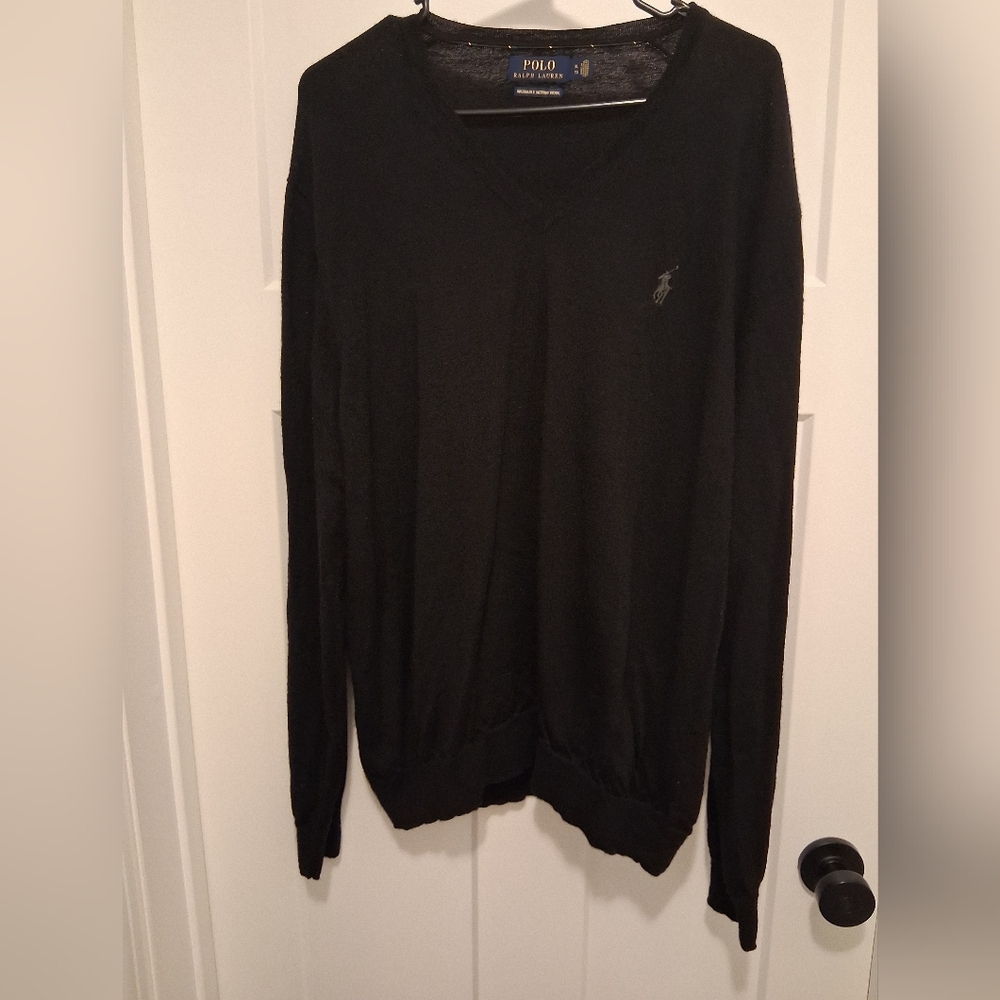 Polo by Ralph Lauren Men's V-Neck Sweater in Black Size XL